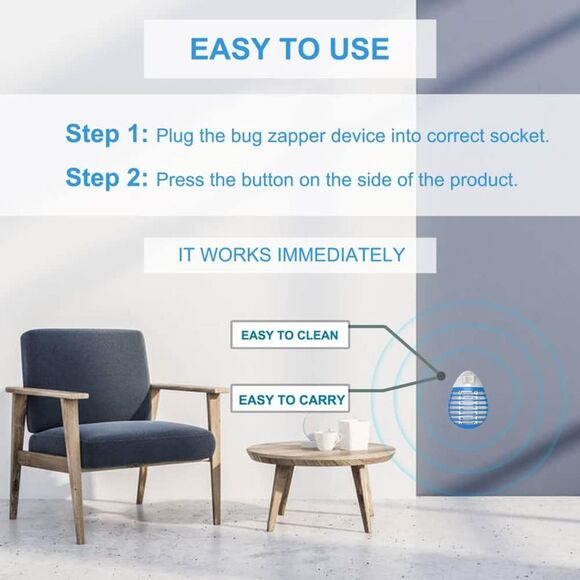 Bug Zapper Indoor, Electric Fly Trap for Indoors, Mini Insect Trap, Electronic - Picture 4 of 7